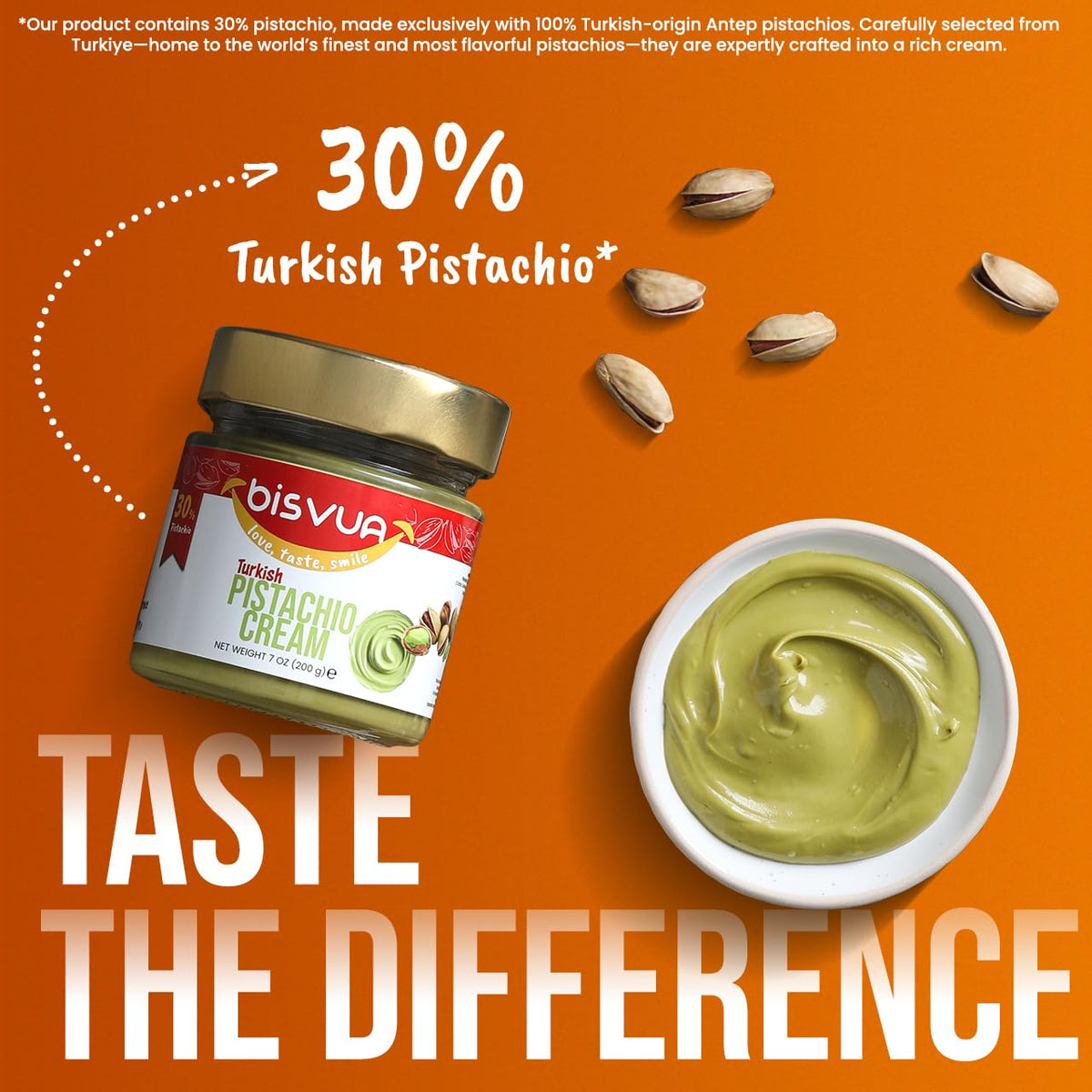 Bisvua Pistachio Cream natural green color in jar