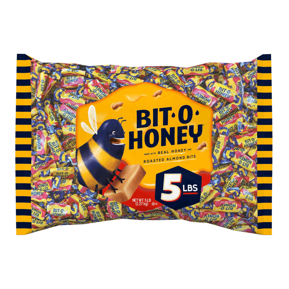 Bit-O-Honey candy with roasted almond pieces for nostalgic snacking.