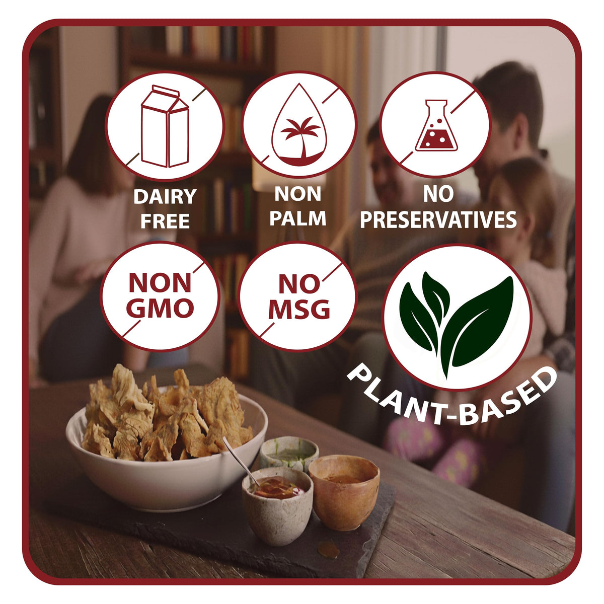 Bitetuoso Tempura Mushroom Chips on table, perfect for casual entertaining.