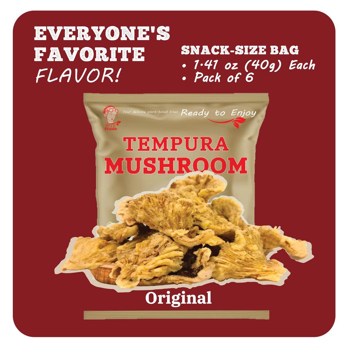 Bitetuoso Tempura Mushroom Chips as a party snack for guests.