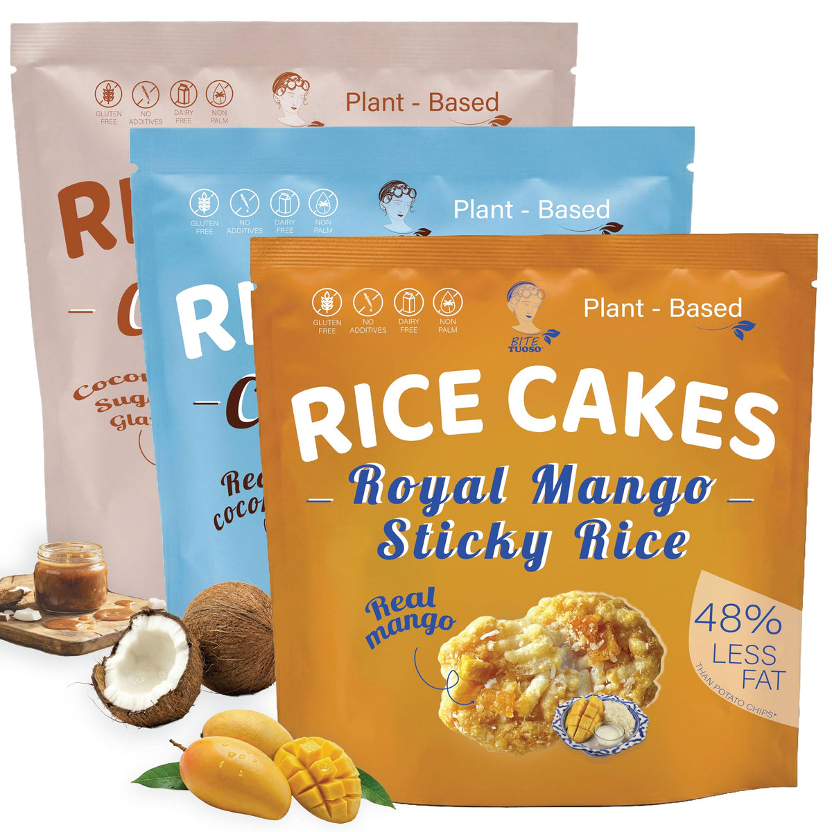 Bitetuoso Thai Mango Sticky Rice packaging for on-the-go snacking.