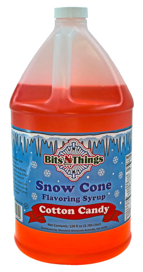 Bits N Things cotton candy snow cone syrup bottle boosts flavor for at-home treats.