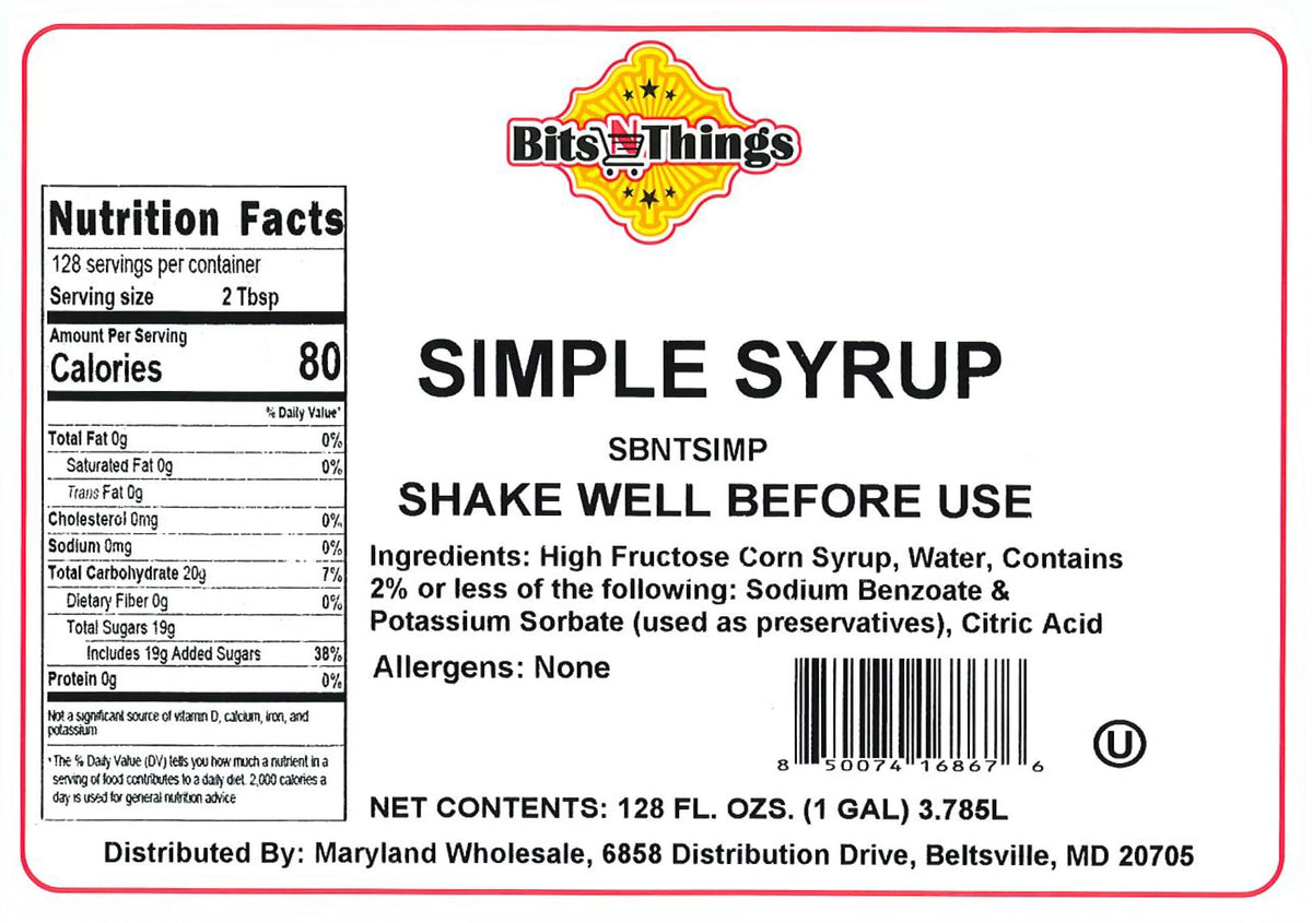 Bits N Things Simple Shake Syrup gallon jug supports batch prep