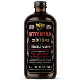 Gift-ready Bittermilk Espresso Martini Mixer carton showcases convenient, crowd-pleasing cocktails.