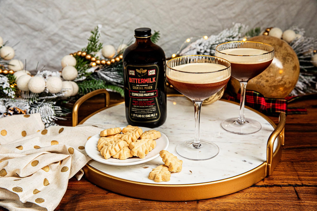 Vanilla bean hints balance the bittersweet profile of Bittermilk Espresso Martini Mixer.