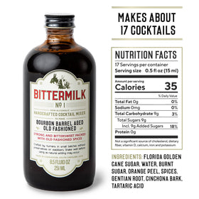 Bittermilk No.1 bourbon-barrel-aged profile with oak and spice notes for bourbon cocktails