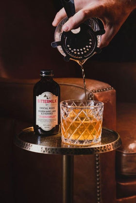 Bittermilk No.1 ready-to-make cocktails concept on a home bar