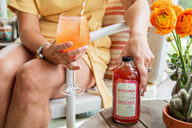 Serving idea for a non-alcoholic spritz or margarita base with Bittermilk No.8.