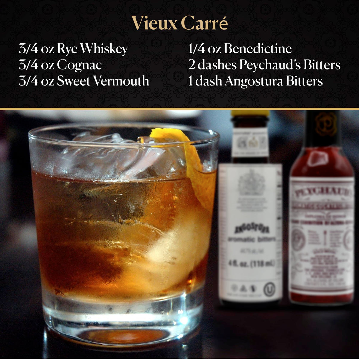 Bitters Triple Play bar cart display highlighting premium aromatics