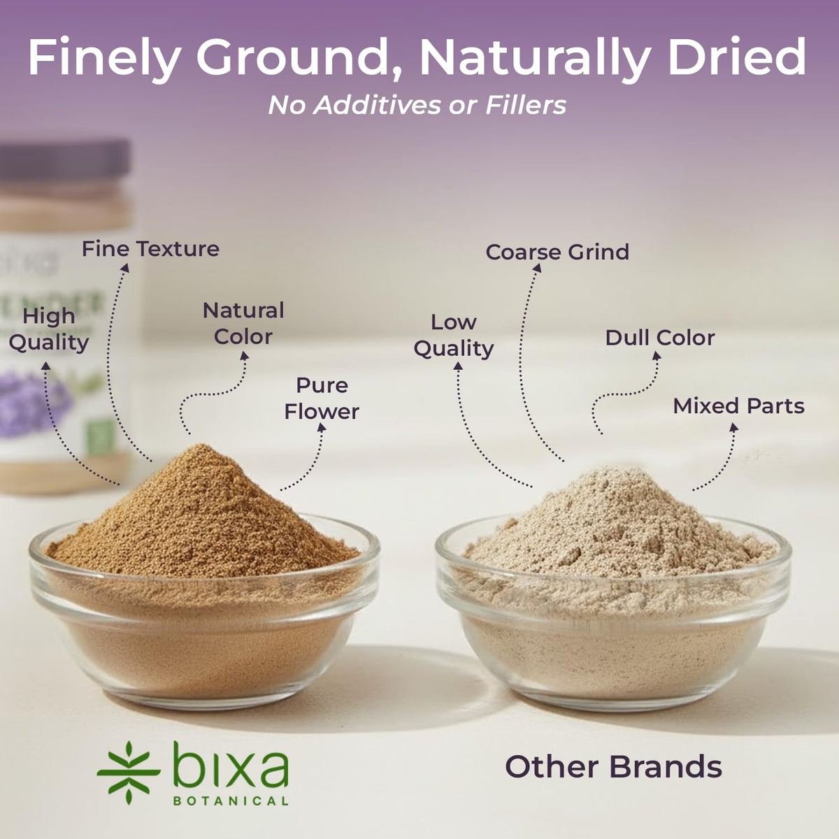 bixa BOTANICAL Lavender Powder in lattes elevating creaminess and scent