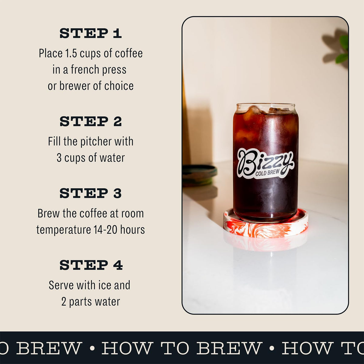 Bizzy Central and South America origin beans for balanced sweetness.