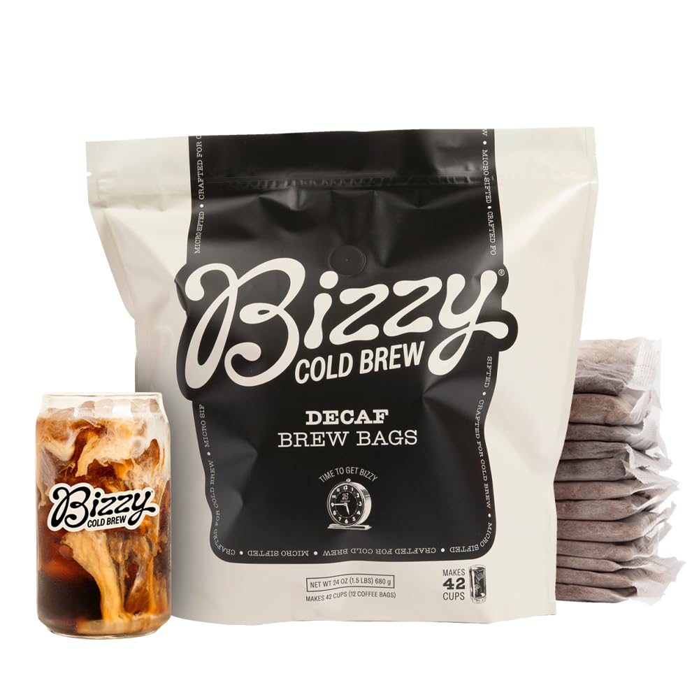 Bizzy cold brew coffee brew bags with coarse ground coffee for convenient cold brew.