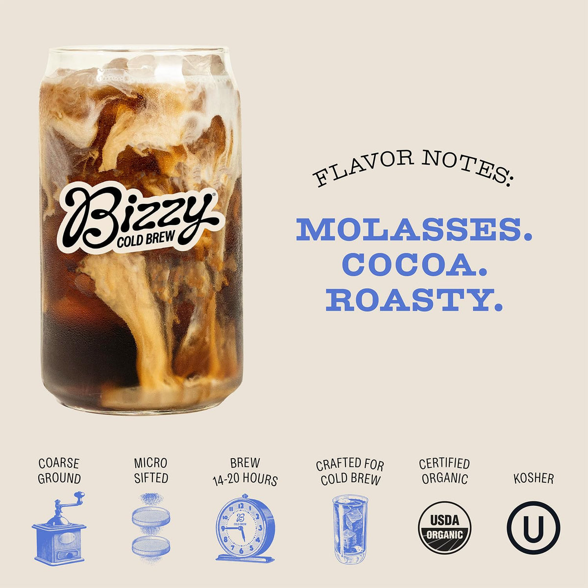 Bizzy cold brew setup showing micro sifted grounds for flavor clarity.