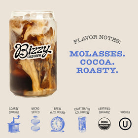 Bizzy cold brew setup showing micro sifted grounds for flavor clarity.