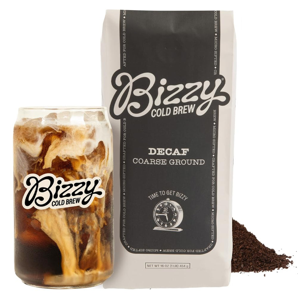 Bizzy cold brew coarse ground beans for smooth at-home brews.