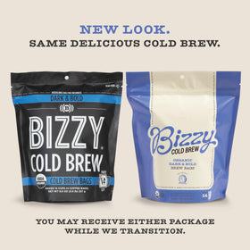 Bizzy Dark Bold Blend close-up reveals rich roast and inviting aroma.