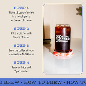 Bizzy dark roast cup highlighting molasses and cocoa notes.