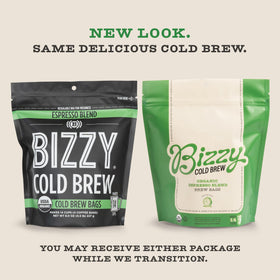 Bizzy Espresso Blend micro-sifted coffee for crisp cold brew flavor.