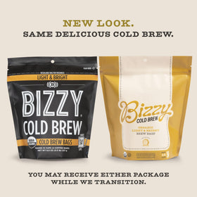 Bizzy Light Roast with bright citrus notes in a brew bag.