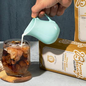 Bizzy micro-sifted coarse-ground for cleaner cold brew and less sediment.