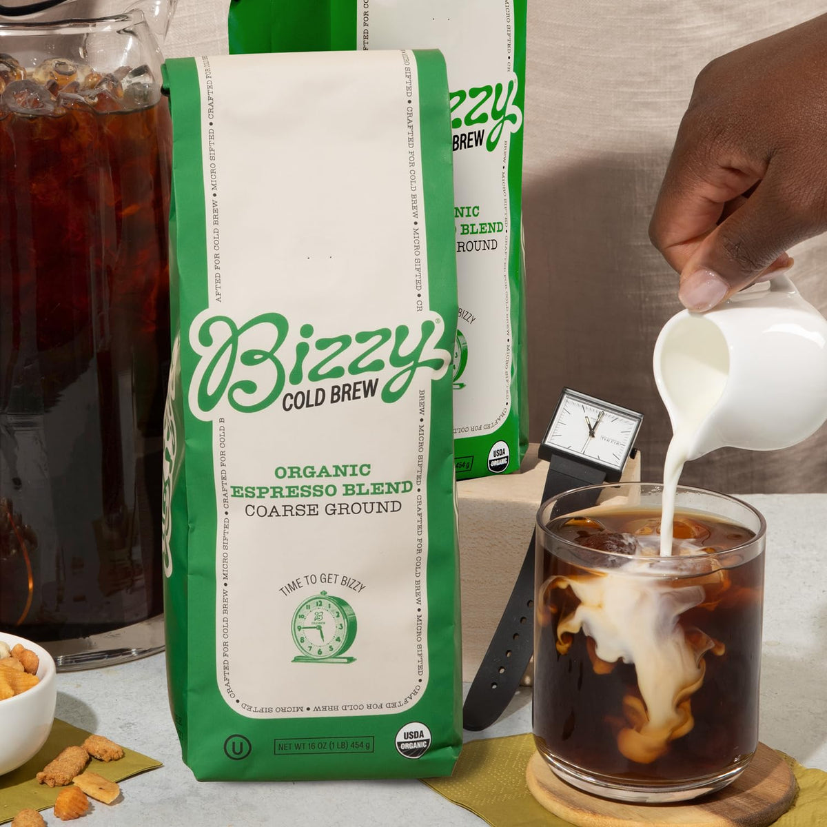 Bizzy Micro Sifted ground image for clean filtration and clear cups.