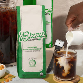 Bizzy Micro Sifted ground image for clean filtration and clear cups.