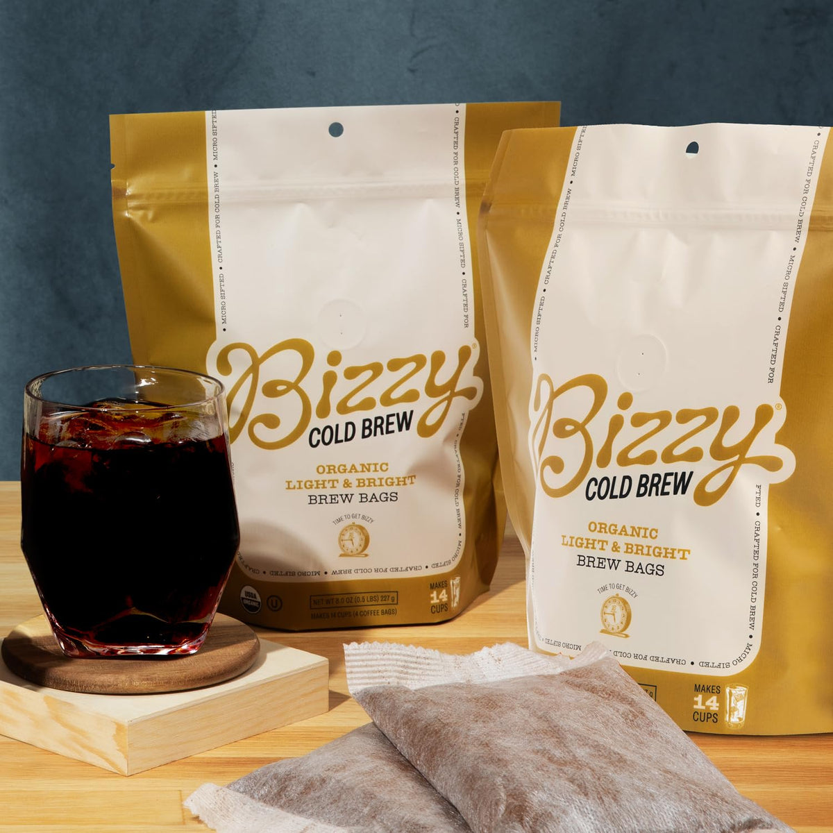 Bizzy Micro Sifted Cold Brew for smooth extraction.