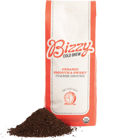 Bizzy Organic Cold Brew 1 lb pack highlighting value and freshness.