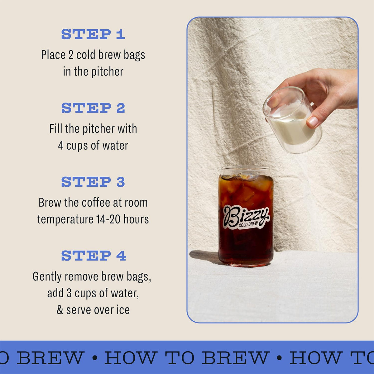 Bizzy Organic Cold Brew aroma and brown notes from arabica beans