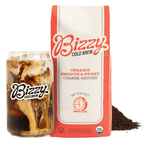 Bizzy Organic Cold Brew coarse-ground bag for smooth cold brew.