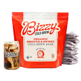 Bizzy Organic Cold Brew: coarse-ground coffee in brew bags for easy, smooth cold brew.
