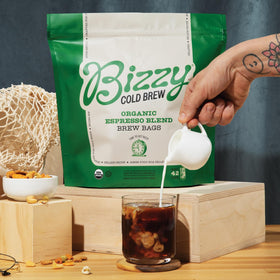 Bizzy Organic Cold Brew coarse-ground coffee ideal for smooth cold brew extraction.