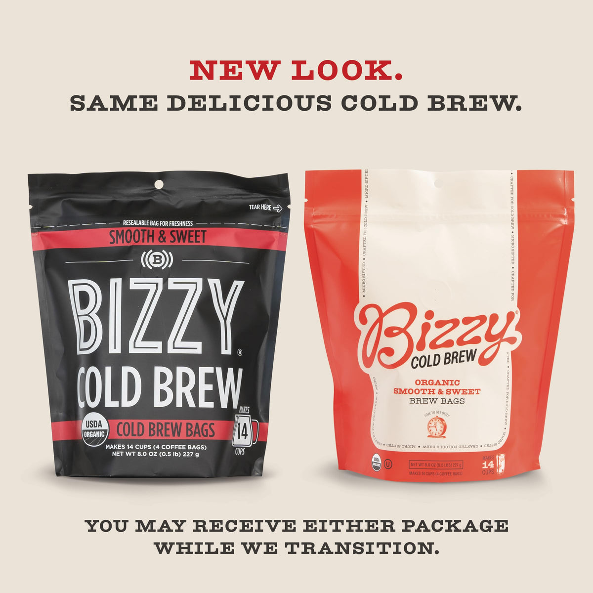 Bizzy Organic Cold Brew medium roast aroma shown in a mug