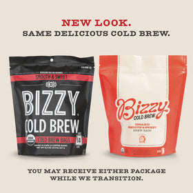 Bizzy Organic Cold Brew medium roast aroma shown in a mug