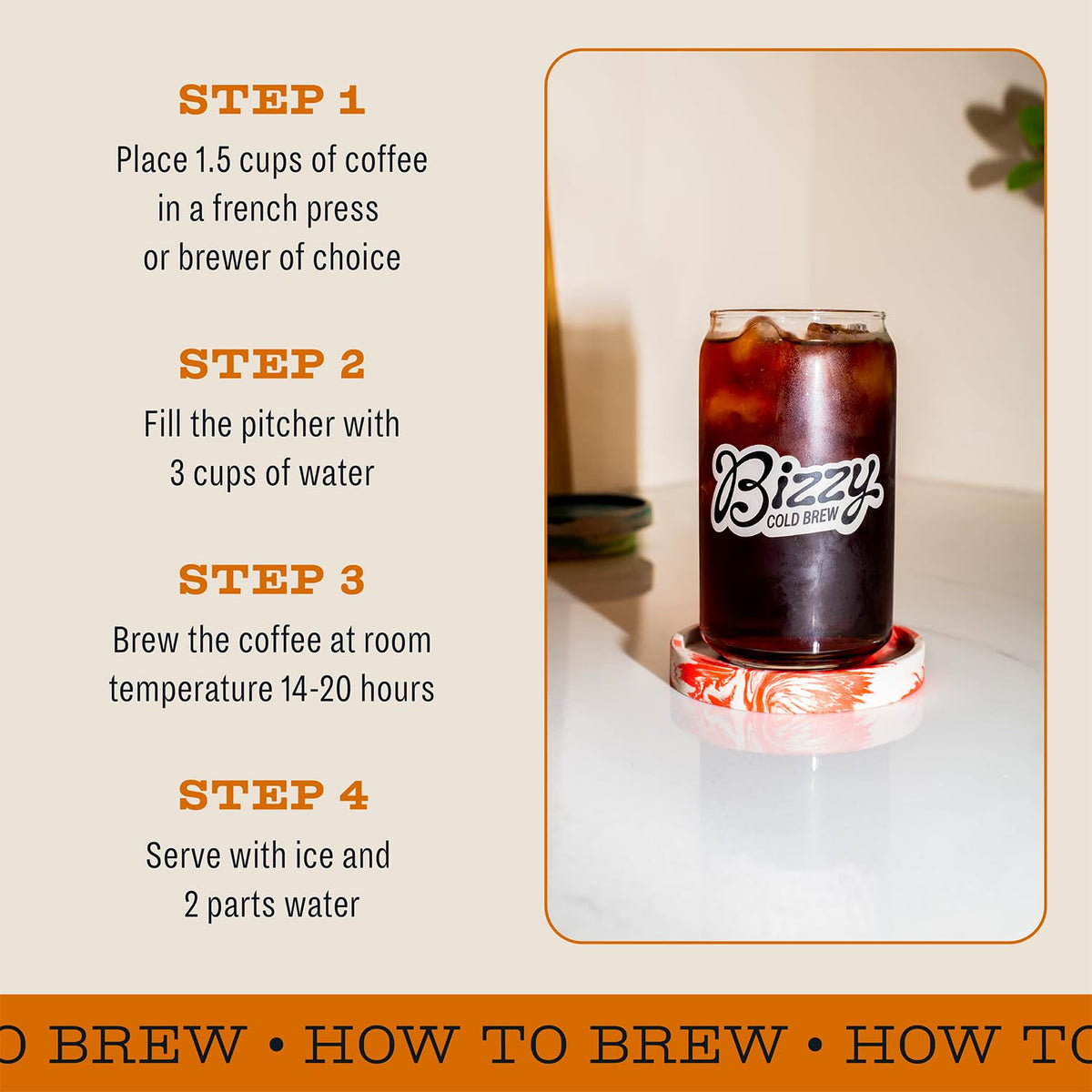Bizzy Organic light to medium roast reveals fruity, cocoa, and toffee notes.
