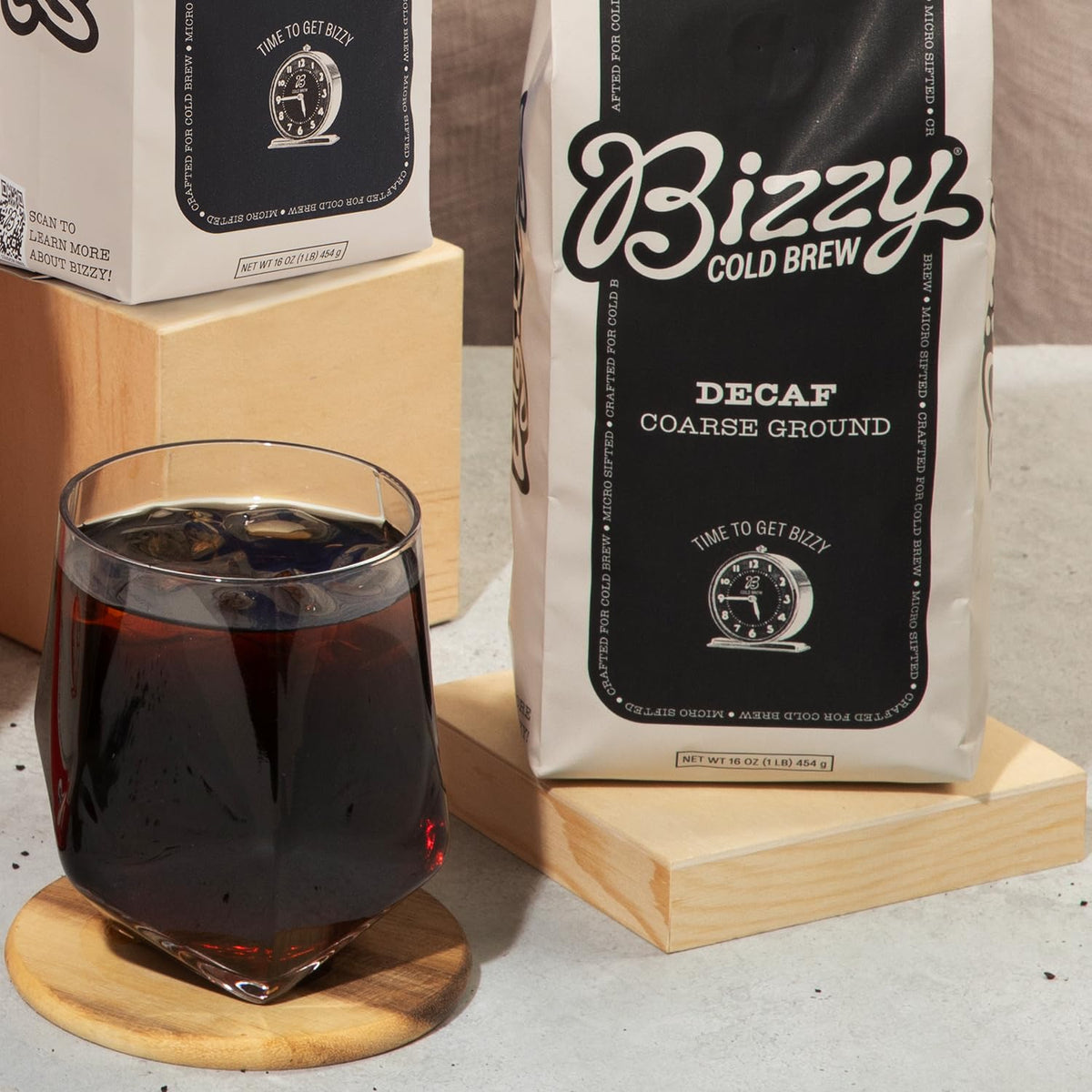 Bizzy water process decaf beans for caffeine-free enjoyment.
