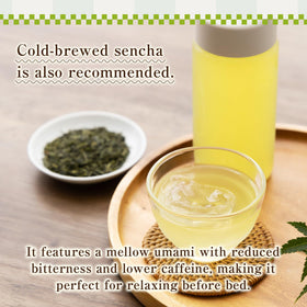 Serving suggestions pair BJDesign Sencha with traditional sweets.