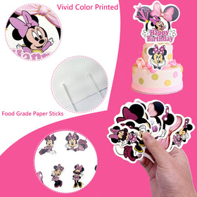 BJPERFMS 17-pack cupcake toppers for Minnie decoration ideal for parties