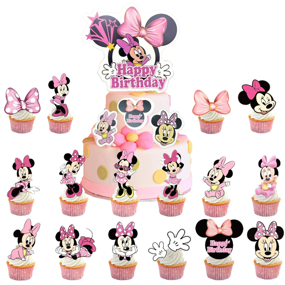BJPERFMS Minnie cake topper pink pack brightens cupcakes for celebrations
