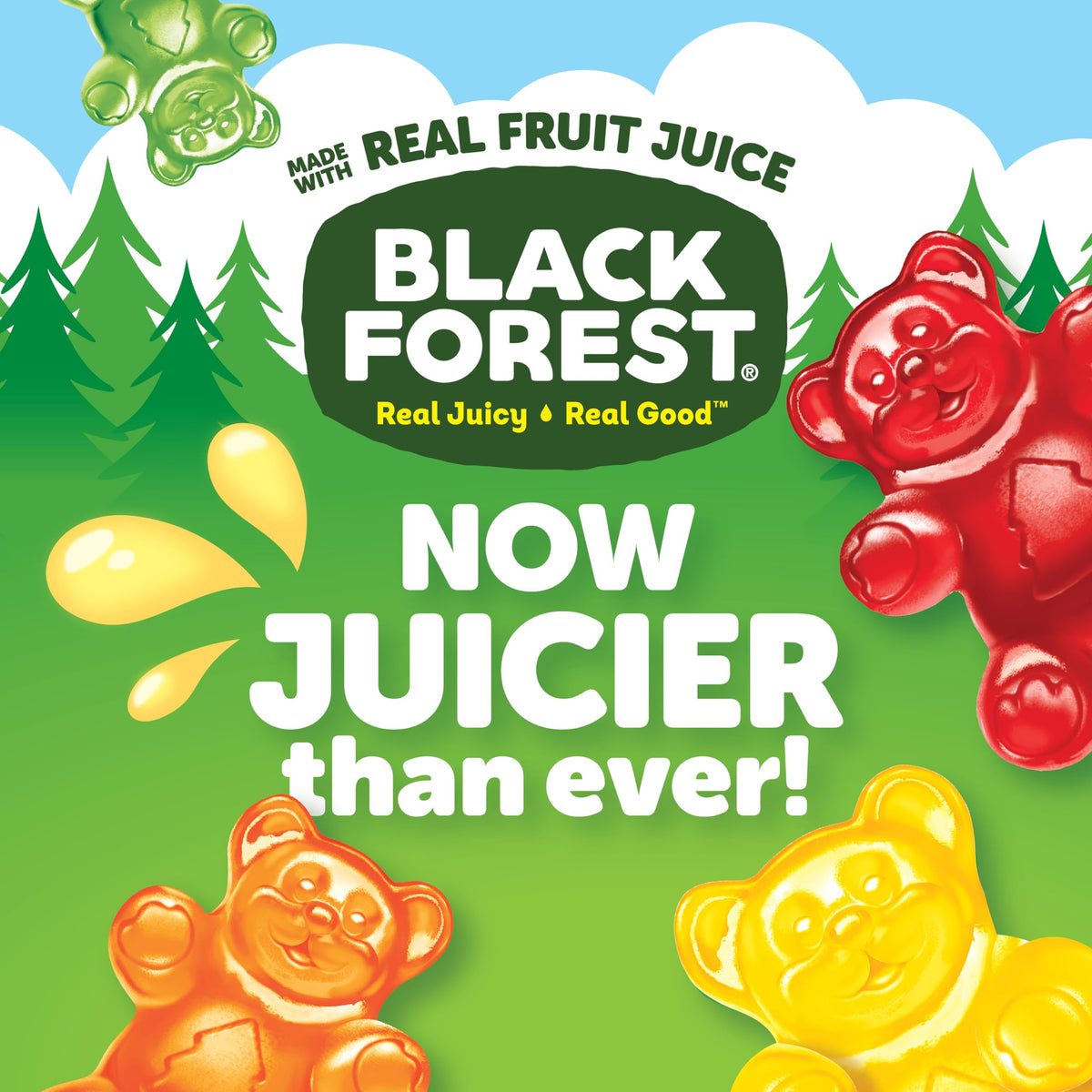 Black Forest Gummy Bears Cherry flavor close-up with juicy real-fruit bite.