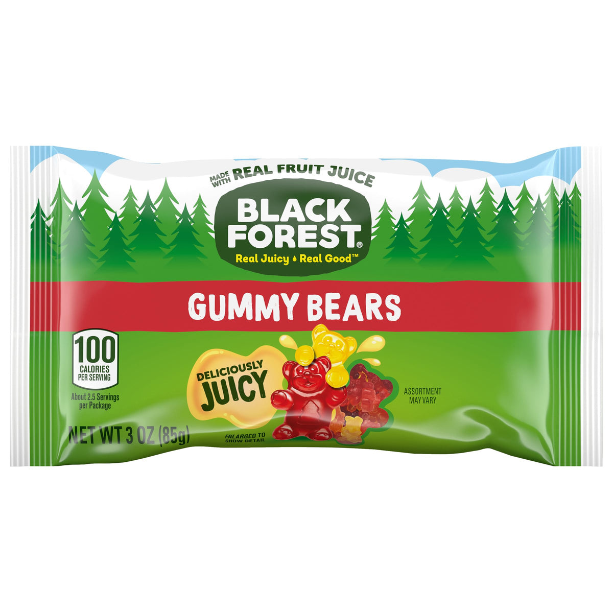 Black Forest Gummy Bears real fruit juice delivers authentic fruity taste