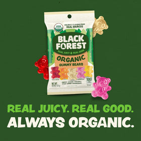 Black Forest Organic Gummy Bears deliver real fruit taste.
