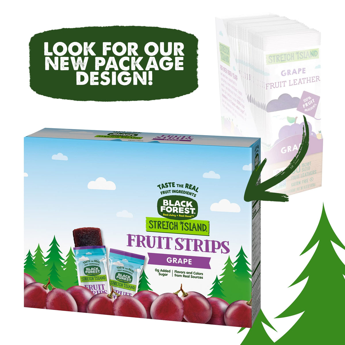 Black Forest Stretch Island grape strips with soft bite and real fruit flavor