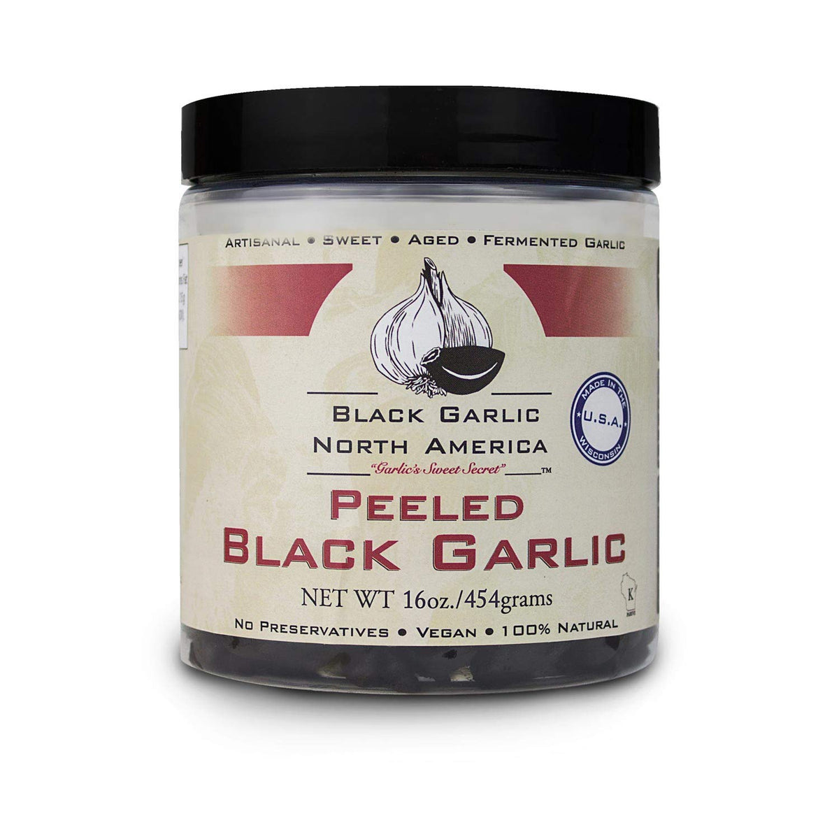 Black Garlic North America Kosher certified label visible on packaging.