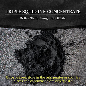Black Hut squid ink capellini close-up highlighting its oceanic color.