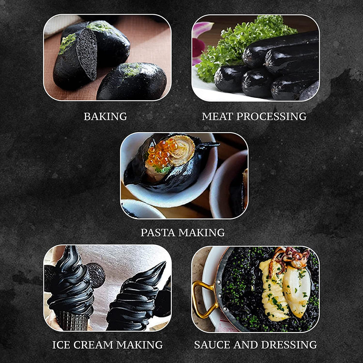 Black Hut squid ink dessert ice cream swirls.