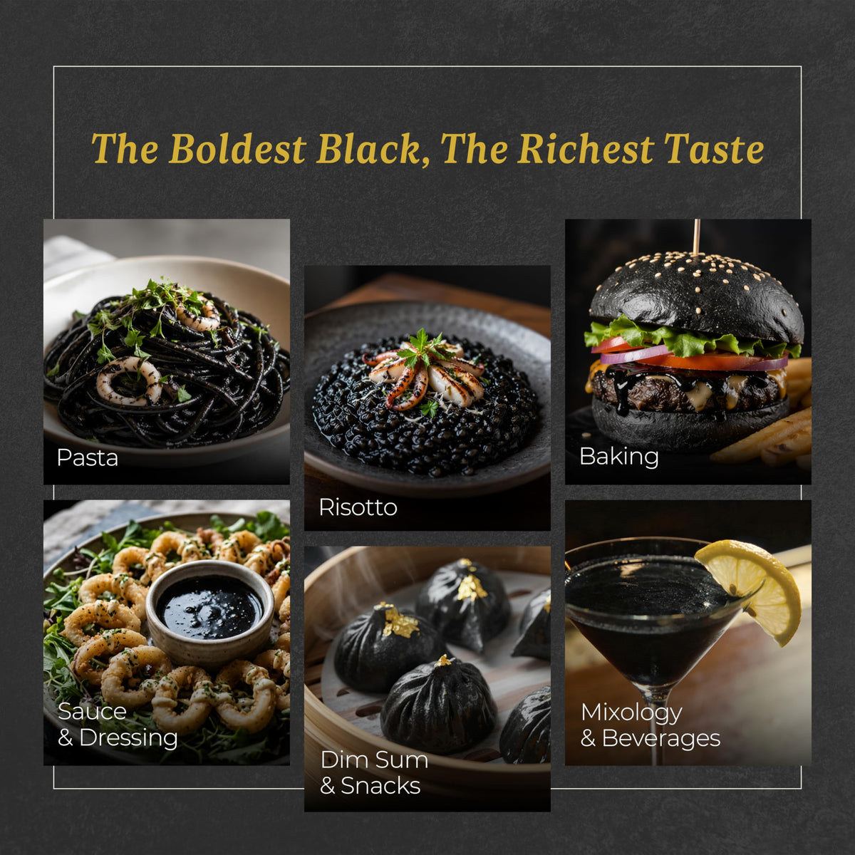 Black Hut squid ink pizza dough creates striking black crust and aroma