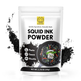 Black Hut squid ink powder packaging showcases premium natural colorant.
