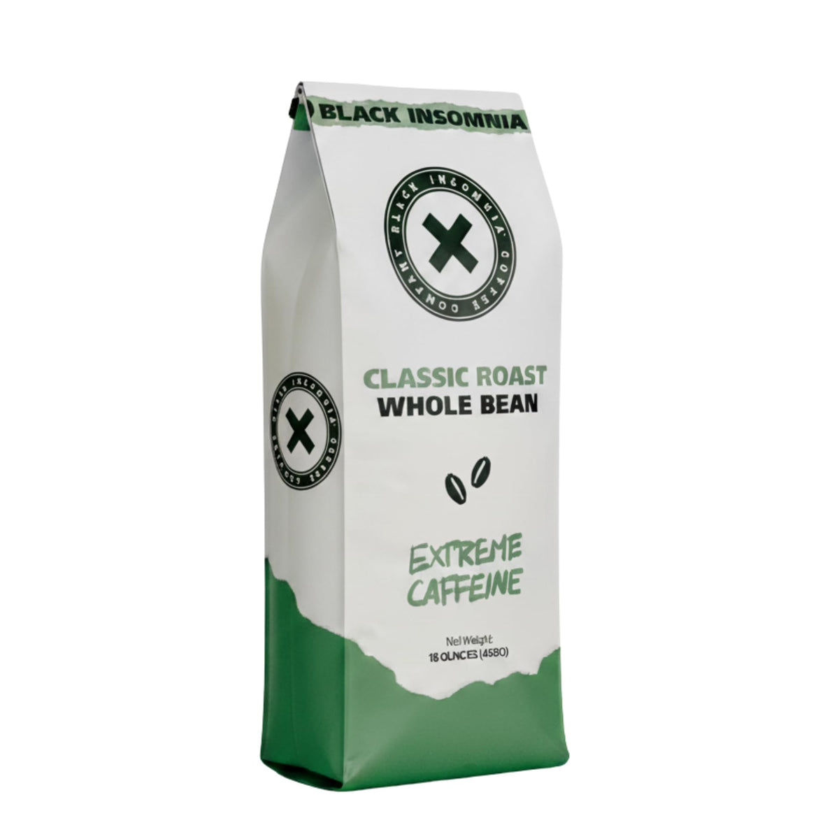 Black Insomnia Classic Roast beans ready for a bold morning caffeine boost.
