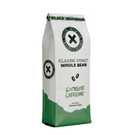 Black Insomnia Classic Roast beans ready for a bold morning caffeine boost.